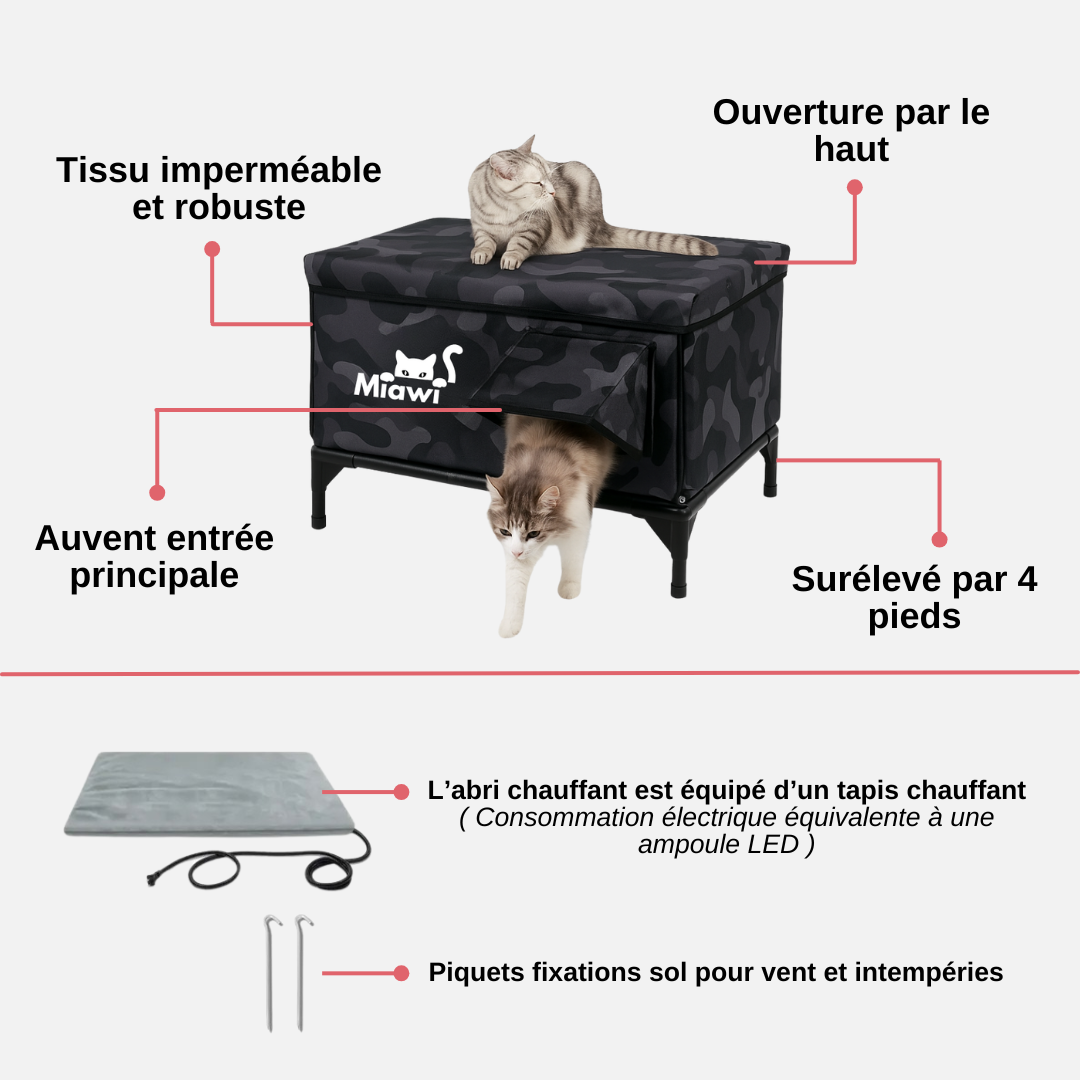 Miawi® : L'abri qui chauffe et protège votre chat.